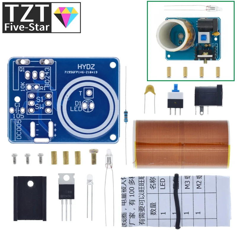 BD243 Mini Tesla Coil Kit Magic Props DIY Parts Empty Lights Technology Diy Electronics BD243C DIY Mini Tesla Coil Module