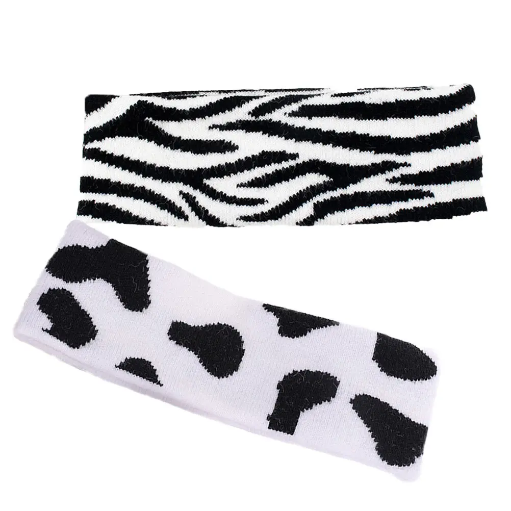 

2Pcs Creative Zebra-Stripe and Cow-Print Headband Elastic Hair Wrap for Home Hair Accessories Youth Adults