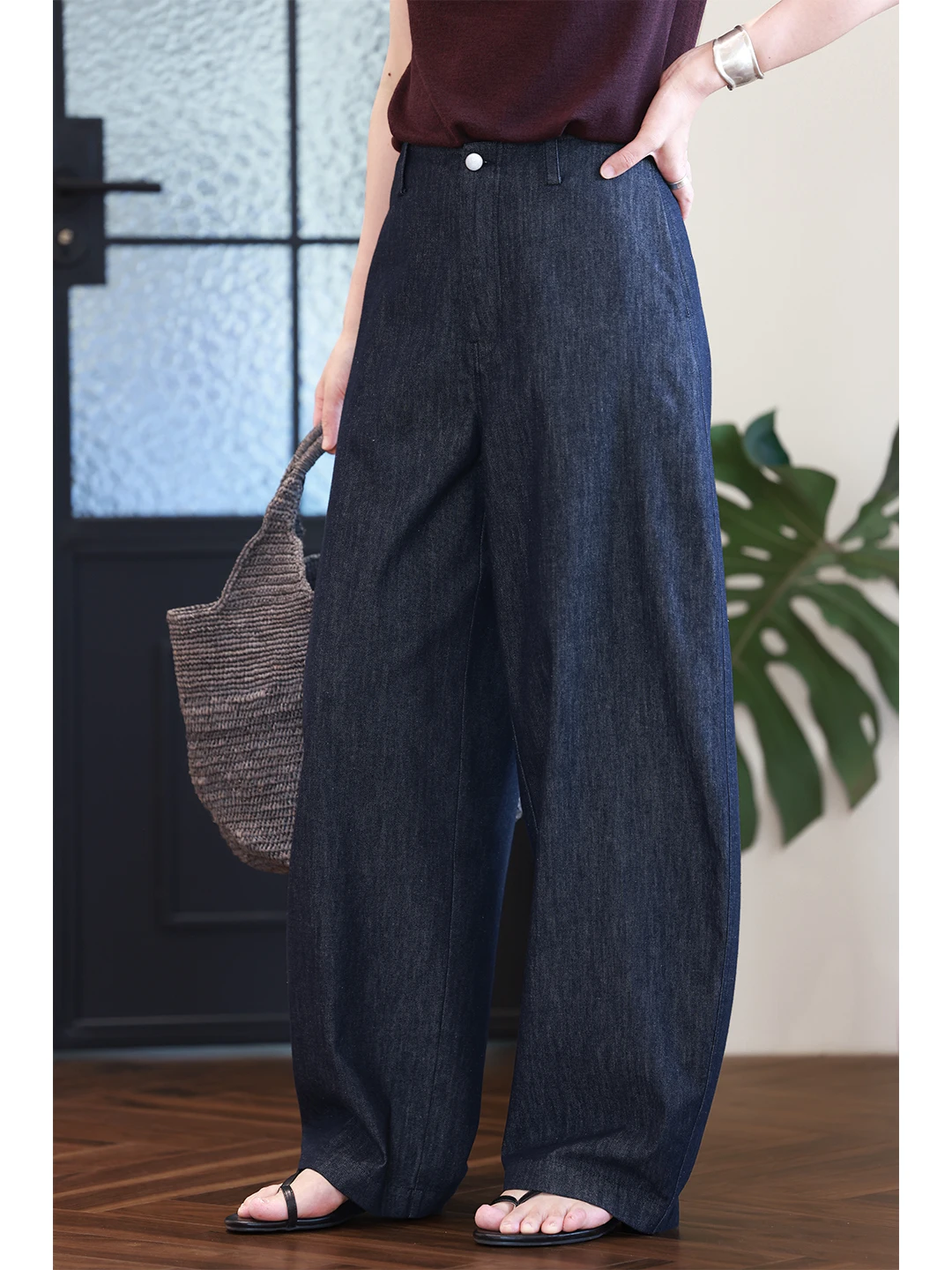 

Loose Wide Leg Jeans High Waist Denim Pants Women's Banana ape Casual Sle Arcuate Leggings for Pear aped Body