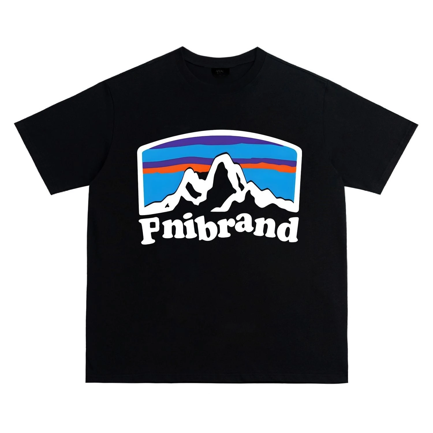 

American Retro Guochao Mountain Peak Crew Neck Short-sleeved T-shirt for Men and Women Loose and Versatile Couple Top Ins