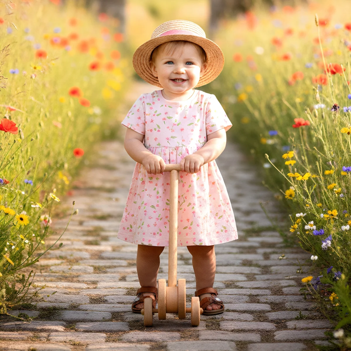 Fashion Summer Floral Little Kids Dress Baby Girls Lovely Pink Dresses Holiday Clothing Notely