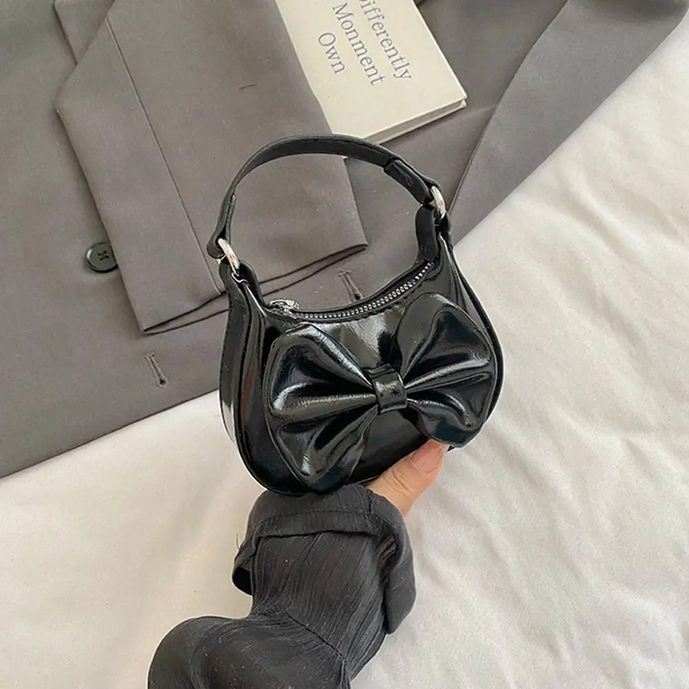 Fashion Ribbon Design Girls Crossbody Bag Solid Color Princess Coin Purse Lightweight Waterproof Shoulder Bag