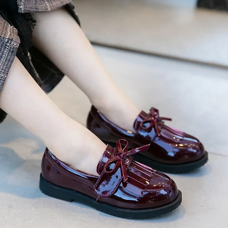 موضة شرابة الاطفال أحذية الأميرة للفتيات الصغيرات فستان براءات الاختراع والجلود 2024 الأطفال أحذية المدارس 3 4 5 7 8 9 10 11 12 15 سنة #2