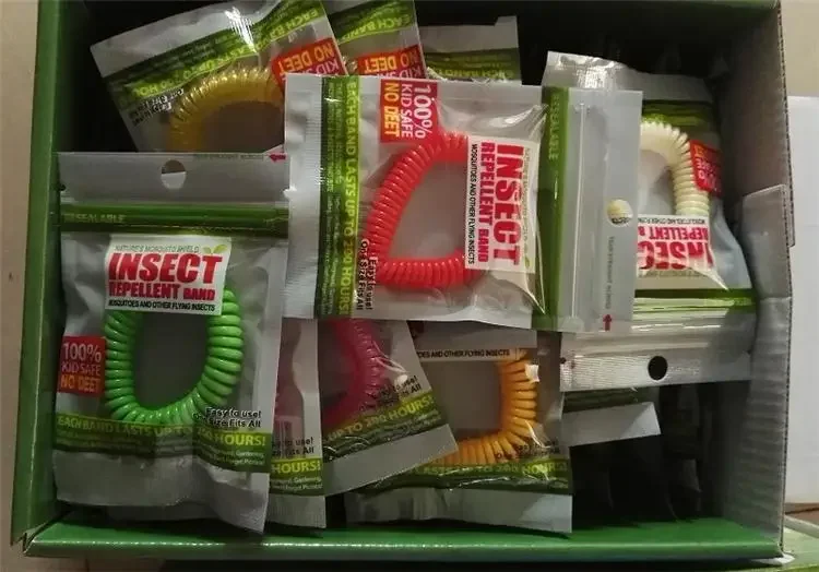 100 шт., Противомоскитные браслеты ярких цветов