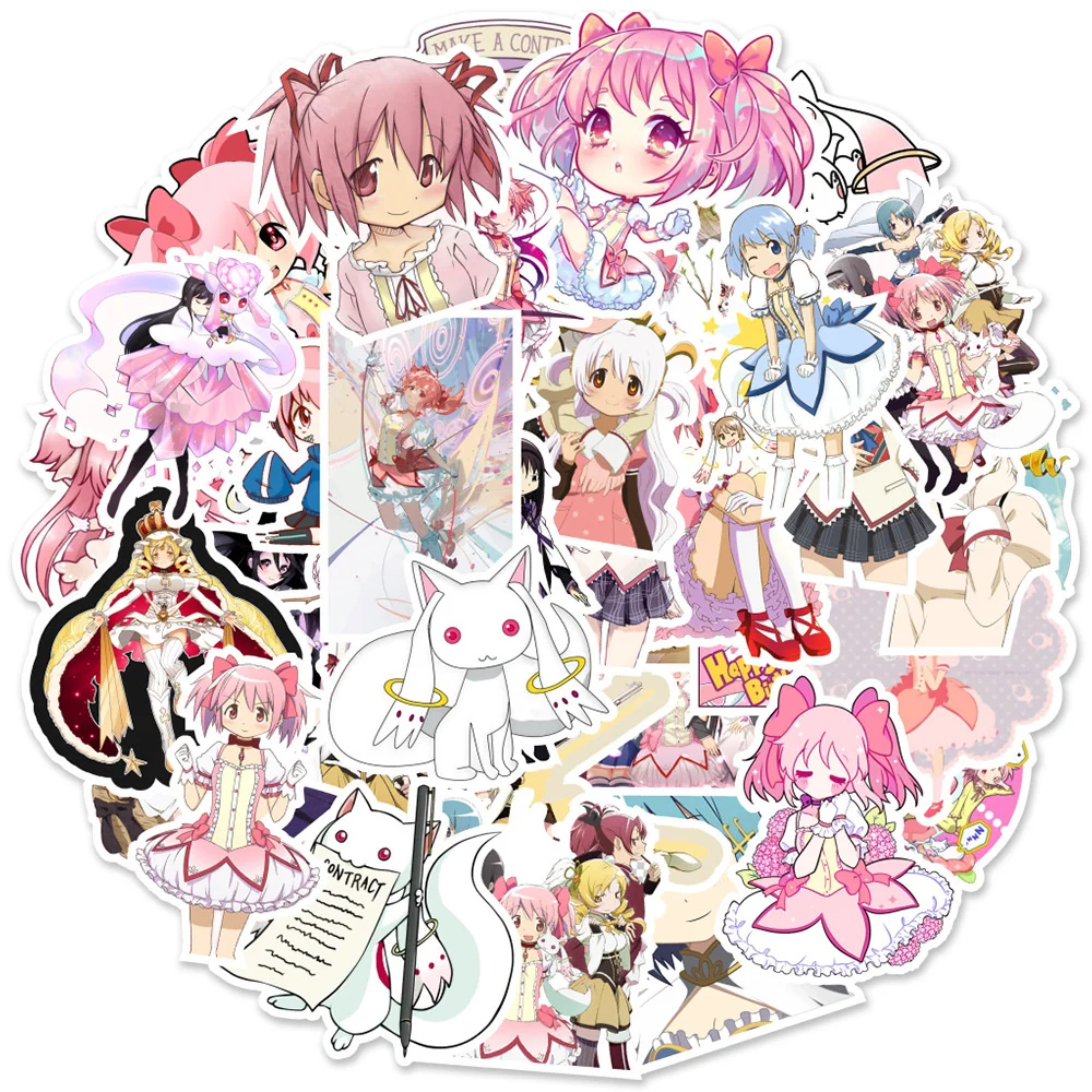 Autocollant imperméable Anime Madcontempled Magica, autocollant mignon Rick, bagage, ordinateur portable, cadeau Sub, moto, tasse, vente en gros, 10