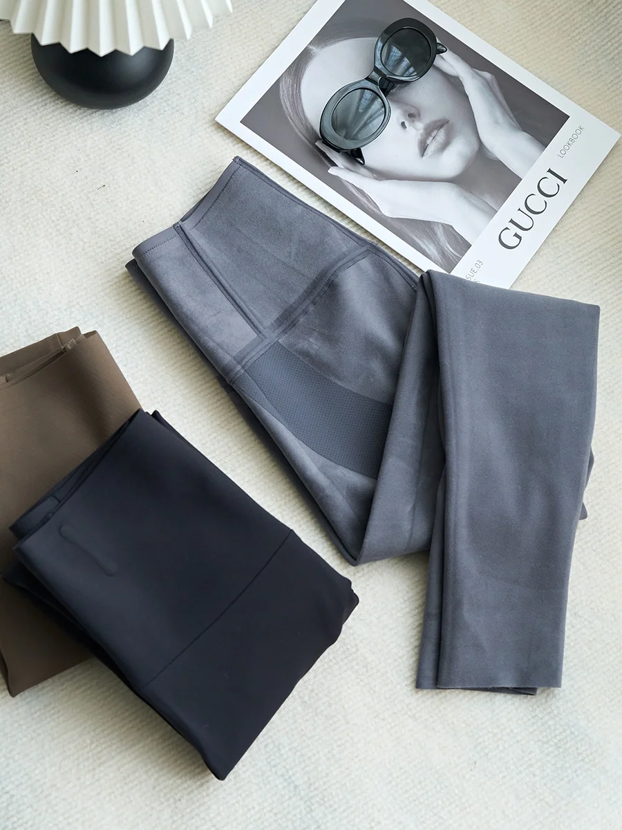 High Waist Fce Lined Yoga Pants Women's Spring Autumn Sle Brued Tightening Tummy Control Butt Lifting Boting Pants