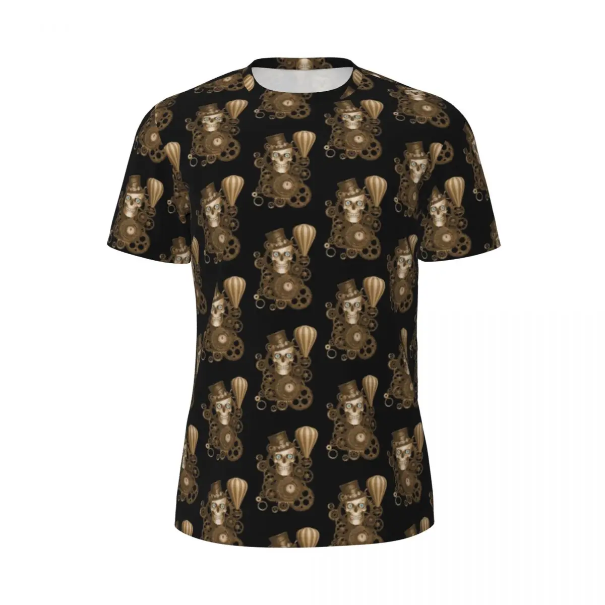 

Латунная футболка с черепом в стиле стимпанк, мужские латунные карманные часы, уличная одежда, спортивная одежда, футболки, дышащие летние футболки в стиле хип-хоп, топы большого размера