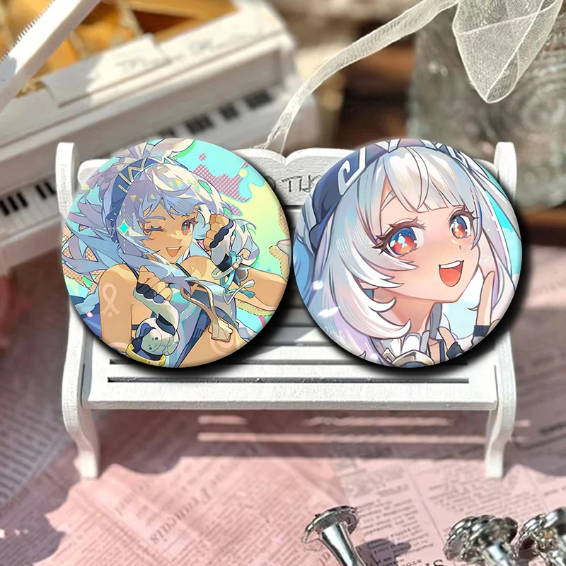 58mm Cartoon Character Mualani Soft Button Pin Tinplate Badge Anime Brooch Creative Badge for Backpack Clothes Decoration Gift