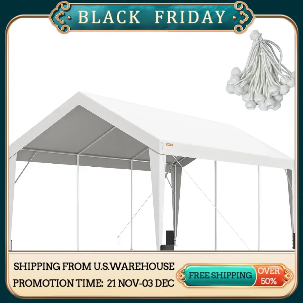 10x20 Ft Heavy Duty Carport Car Canopy,Car Port Garage Boat Shelter Party Tent with 8 Reinforced Poles and 4 Weight Bags