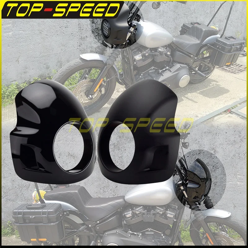 

Motorbike Black ABS Headlight Fairing 5.75" Front Windshield For Harley Cafe Racer Honda BMW Kawasaki 35-49mm Fork Clamp Bracket