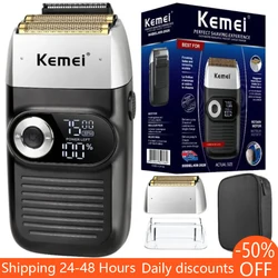 Kemei-Afeitadora eléctrica para hombre, maquinilla de afeitar eléctrica para hombre, cortadora de pelo, recortadora de barba recargable, máquina de afeitar con pantalla LCD