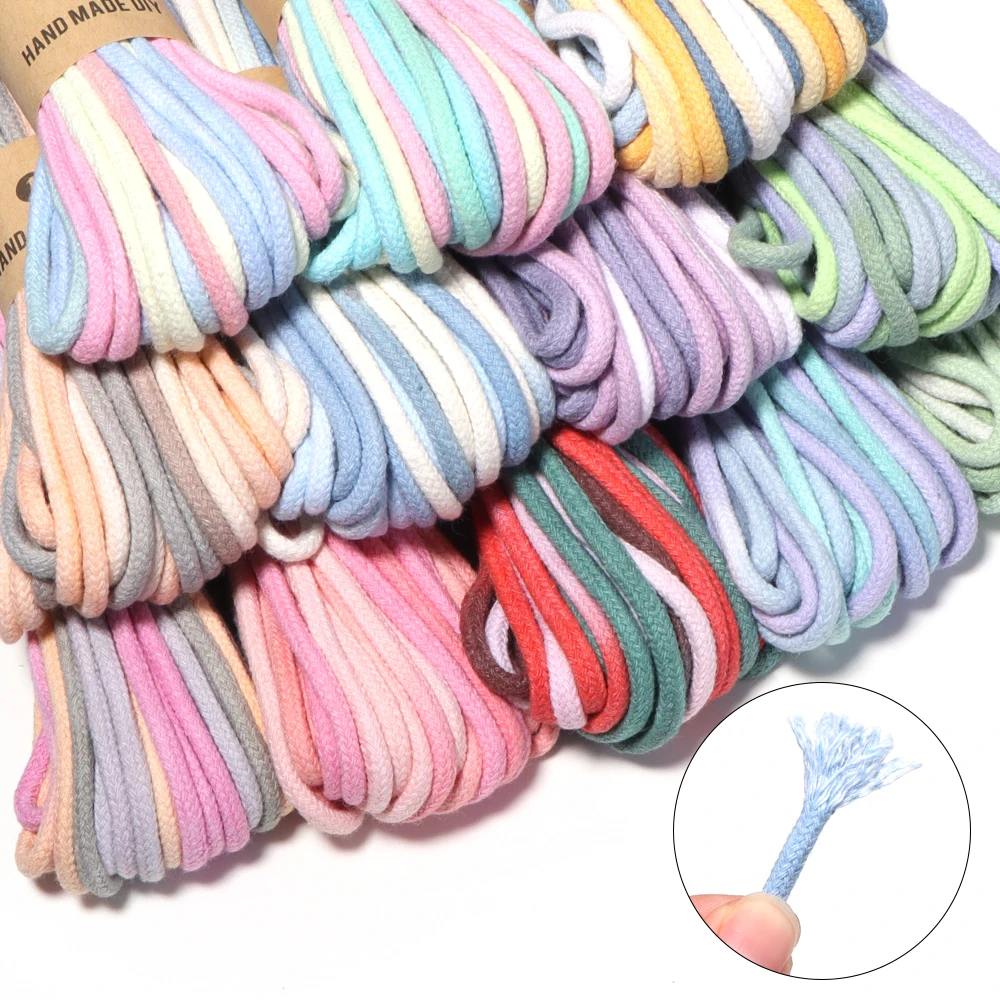 10 Yards 4 mm geflochtene Baumwollschnur mit Farbverlauf für Taschen, Kleidung, Heimtextilien, Dekoration, Telefon, Auto, Hängeseile, DIY-Nähzubehör – Detail 3
