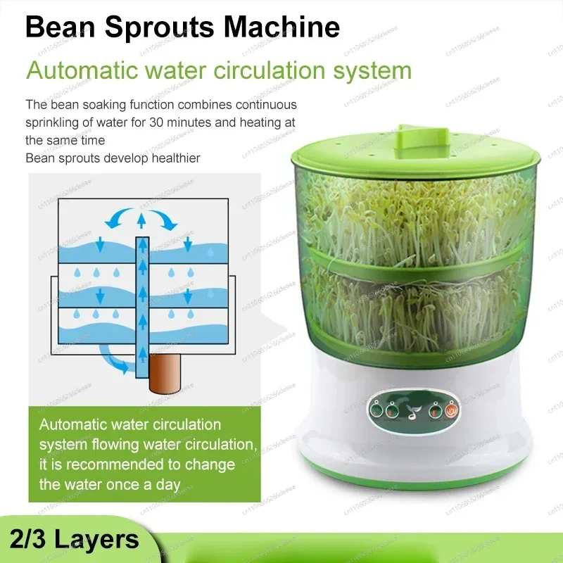 New Intelligent Bean Sprouts Maker – Automatic Electric Germinator with Thermostat Control for Home Vegetable Seeds Growth