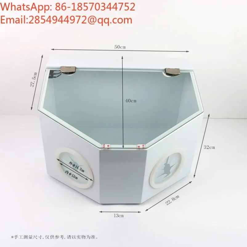Bench Grinder Dust‑proof Box Polishing Sandblasting Dust Cover Dental Technician Dust Collector with LED Light