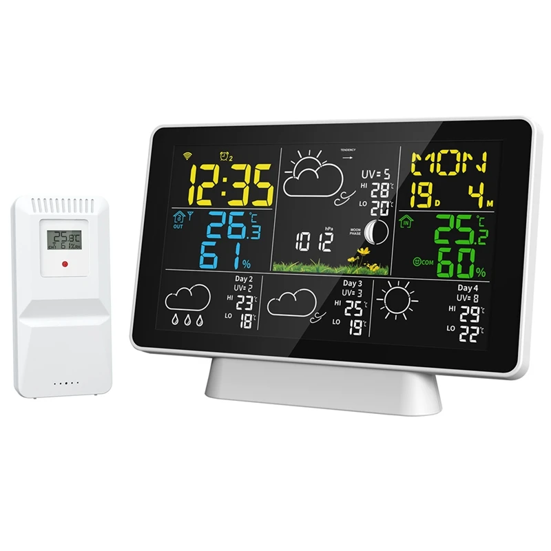 

A16R-LCD метеостанция беспроводной цифровой термометр внутренний/наружный термометр гигрометр с беспроводным наружным датчиком вилка европейского стандарта