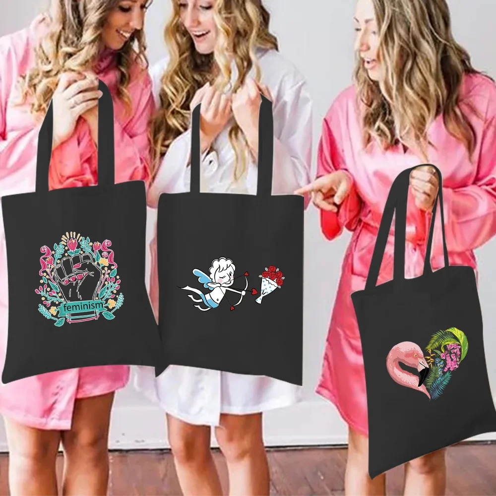 

Kawaii Y2k Shopping Bag Foldable Women's Canvas Mushroom Printed Shoulder Bag Fashionable New Handbag