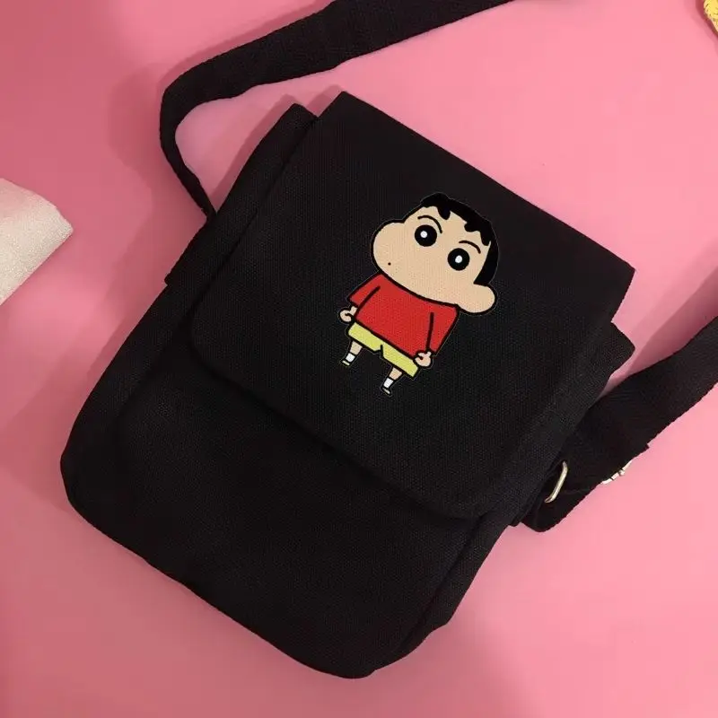 NEW Kawaii Crayon Shin-Chan Canvas Bag Mobile Phone Bag Coin Purse Cartoon Small Portable Shoulder Bag Miscellaneous Storage Bag