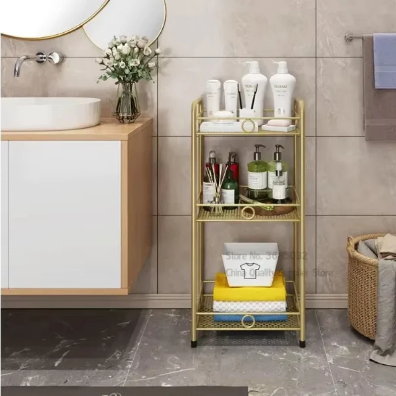 Nordic Golden Shelf, Bathroom Multi-layer Rack, Waterproof Kitchen Storage, Metal No Rust Organizer, Stylish Home Decor