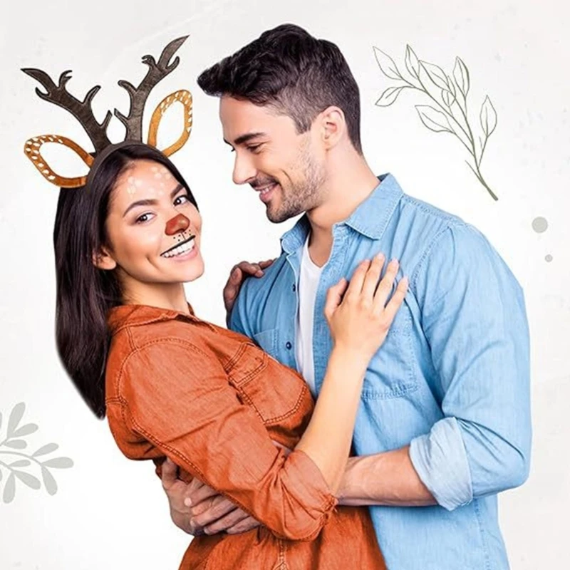 634C Kerst Herten Oor Hoofdband voor Vrouwen Meisje Halloween Herten Dress up Outfit Accessoire Herten Hoofdband Herten Staart