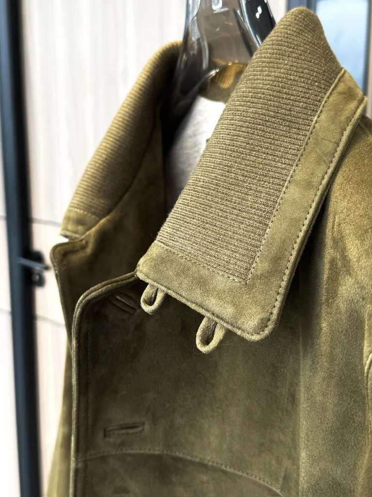 Mens Suede Pilot Jacket 2026 Winter New Turn Down Collar Button Design Slim Fit