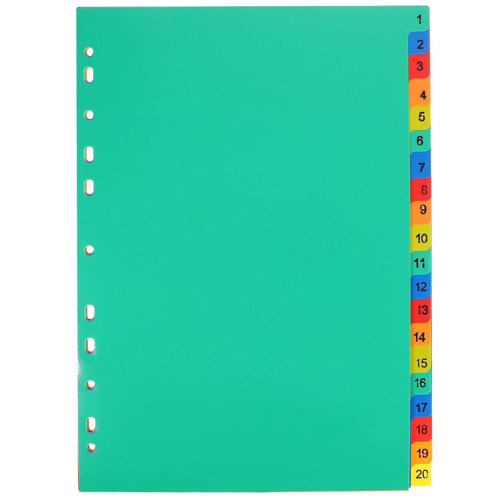 

20 Pcs File Dividers A4 Colorful Index Tabs Separators Loose Leaf Binder Notebook Pages Numbered 1-20 PP Practical
