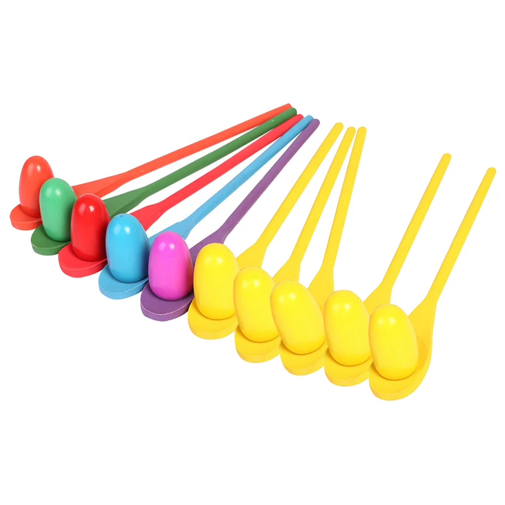 

10 Sets Wooden Spoon Toss Egg Balance Game Toys Outdoor Playing Kids Tools Beach Relay Race Spoons Eggs