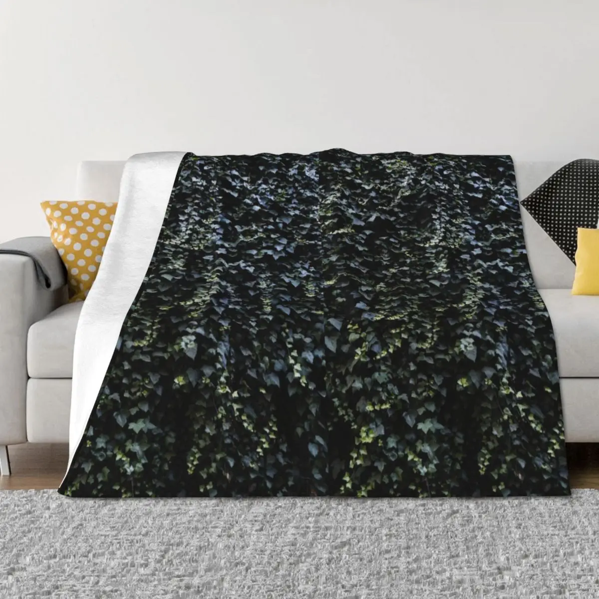 

Dark Green English Ivy Wall Background Throw Blanket Decorative Beds Hairy cosplay anime warm for winter Blankets
