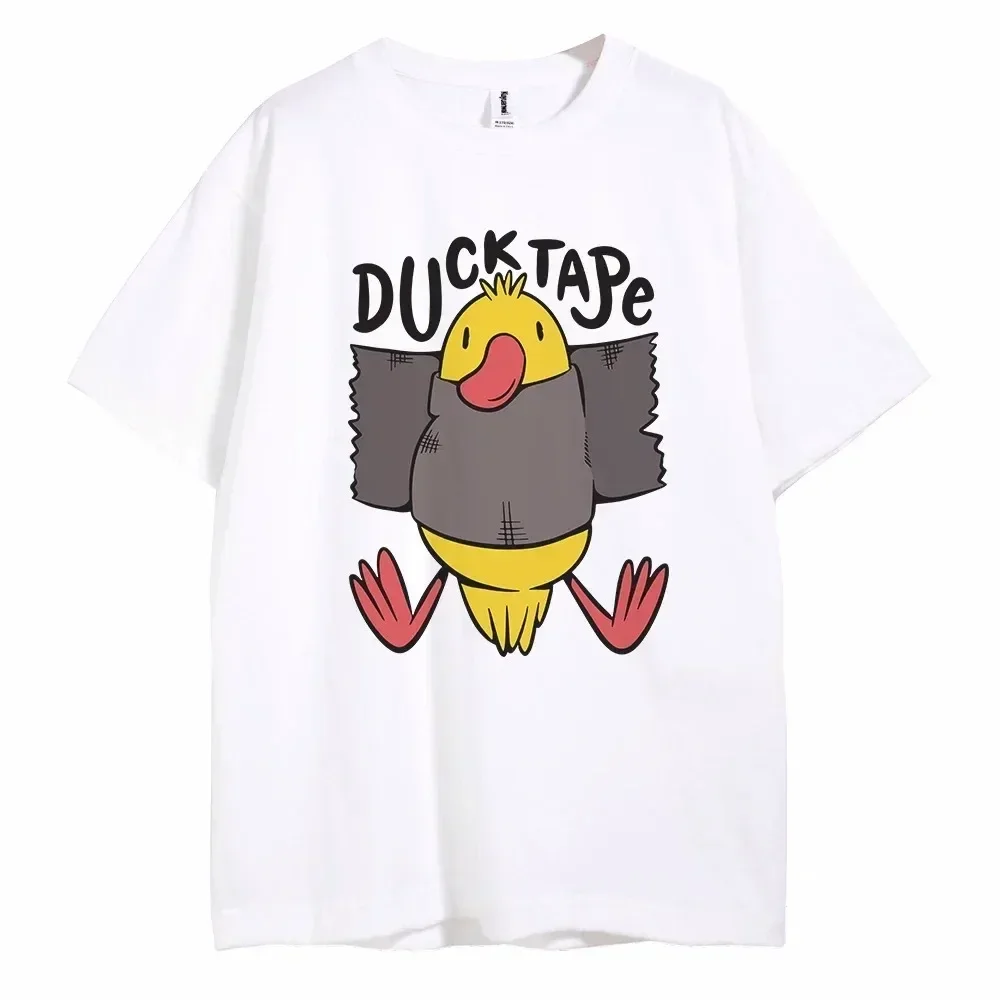 Duck Tape Printing Man T-Shirt Collar Short Sleeve  Men's women Clothing for Summer Casual T Shirt Fashion Trend T-Shirt