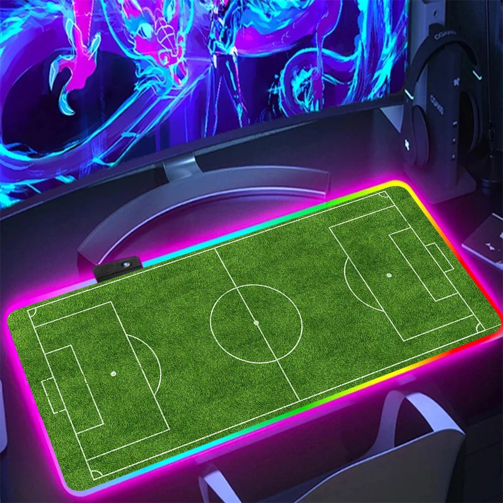 Football Field Plan RGB Pc Gamer Keyboard Mouse Pad Mousepad LED Glowing Mouse Mats Rubber Gaming Computer Mausepad