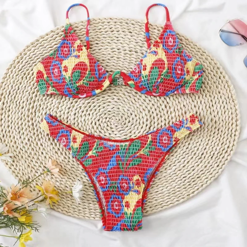 KNOW DREAM-damski seksowny zestaw bikini, oddzielny nadruk, strój kąpielowy stringi, bikini, letnie sznurowane, damskie stroje kąpielowe