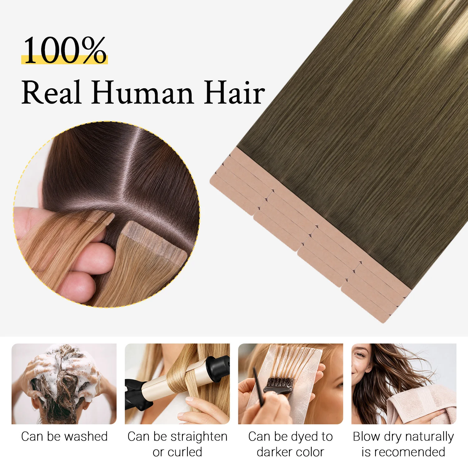 Sunmofavo Invisible Tape In Hair Extensions  Ash Brown to Platinum Blonde 100% Real Remy Human Hair Seamless Weft Reusable Tape Ins 20Pcs 50g Invisible Tape Hair Salon Grade Cuticle Intact Secure Tape Bond Gentle On Scalp Long Lasting Hold For Daily Wear
