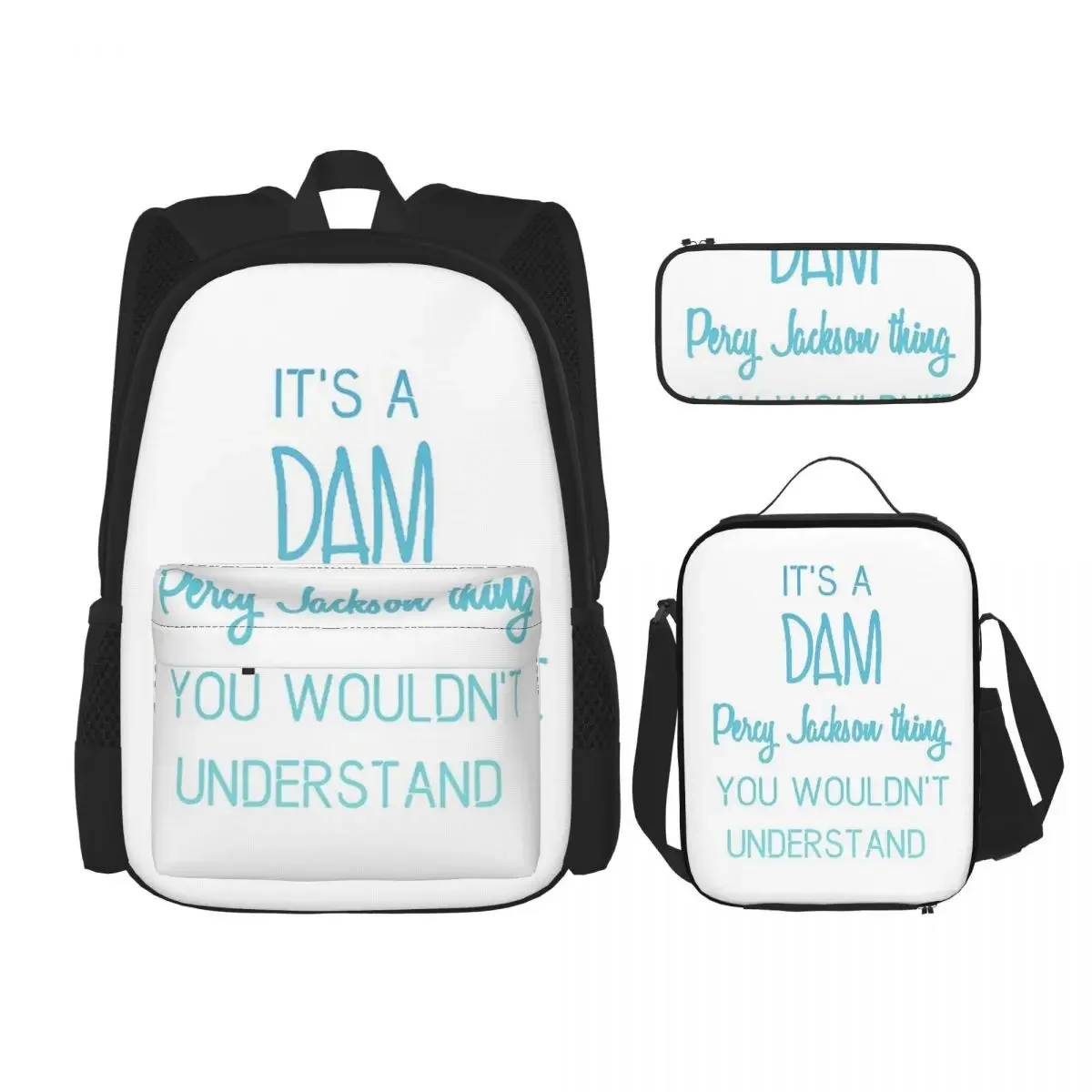 Dam Percy Jackson Thing Backpack Boys Girls Bookbag Children School Bags Cartoon Kids Rucksack Lunch Bag Pen Bag Three-Piece Set