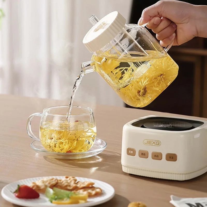 1000ml Health Cup Travel Electric Kettle MultifunctionalElectric Stew Cup Smart Office Glass Flower Teapot Auto Keep Warm 220V