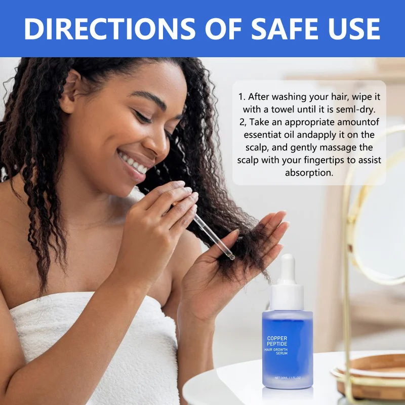 

30ml Copper Peptide Hair Serum Nourishing Moisturizing Hair Care Product For Soft Smooth Frizz-Free Shiny Hair