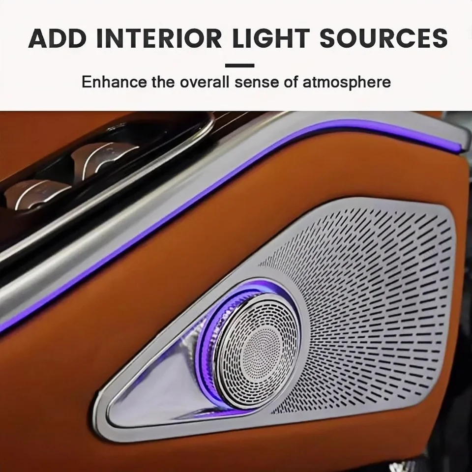 New Autowellus 12V Car 64 Color Ambient LED Light Rear Door Rotary Tweeter Decoration Rotating Speakers For S-class