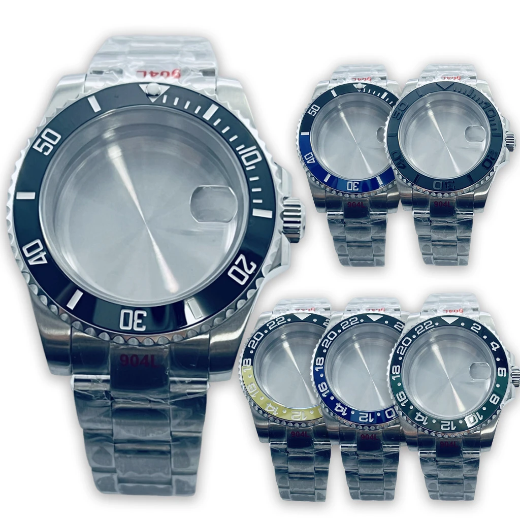 

High Quality 40mm Silver SUB GMT NH35 NH36 NH38 NH39 NH70 ETA2824 PT5000 Watch Case With Ceramic Bezel Sapphire