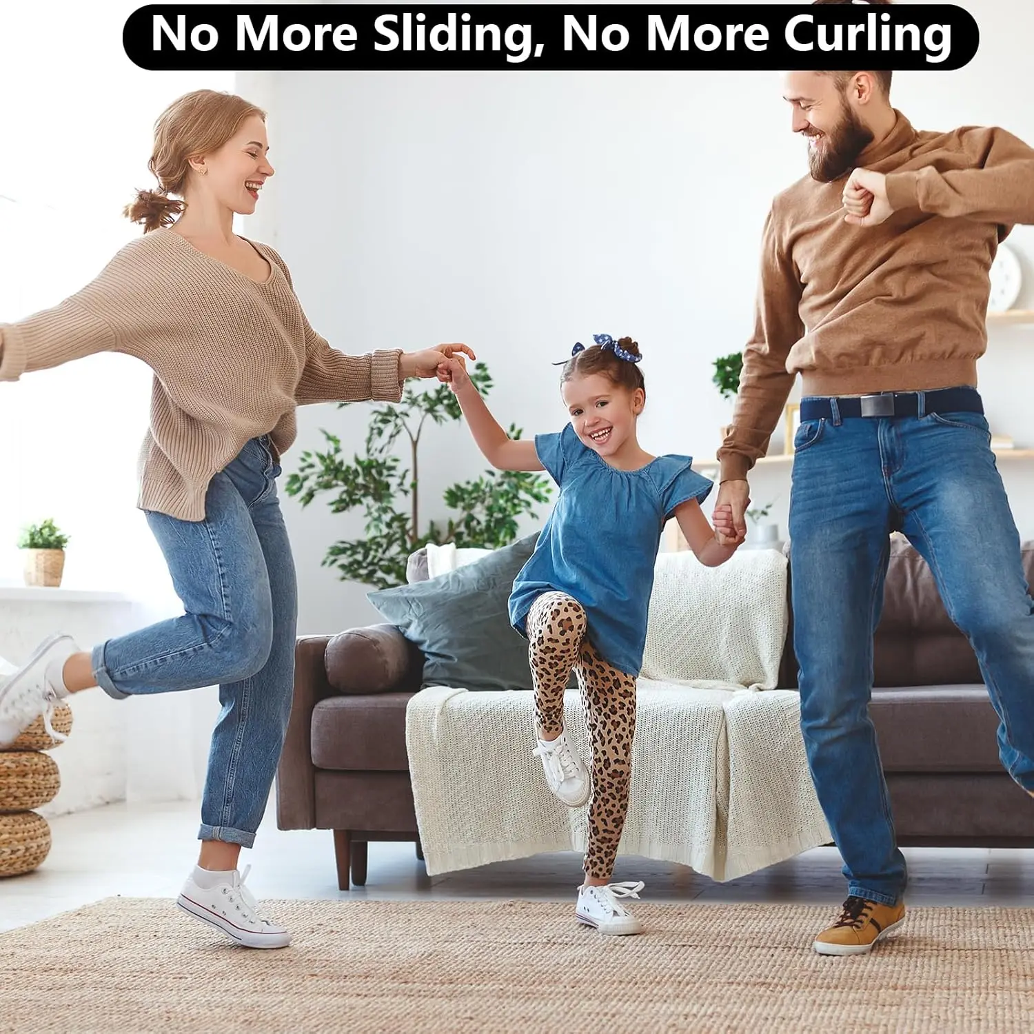 Carpet Fixing Tape, Hardwood Floor Anti Slip Carpet Cushion Clip, Reusable and Washable Carpet Tape to Keep Corners Flat