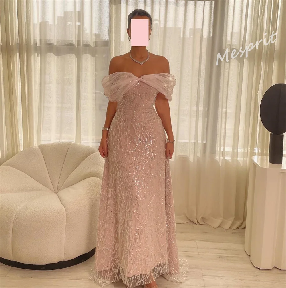 Prom Dress Saudi Arabia Yipeisha Exquisite Off-the-shoulder A-line Sweep Evening Dresses Paillette Vertically Organza Customized