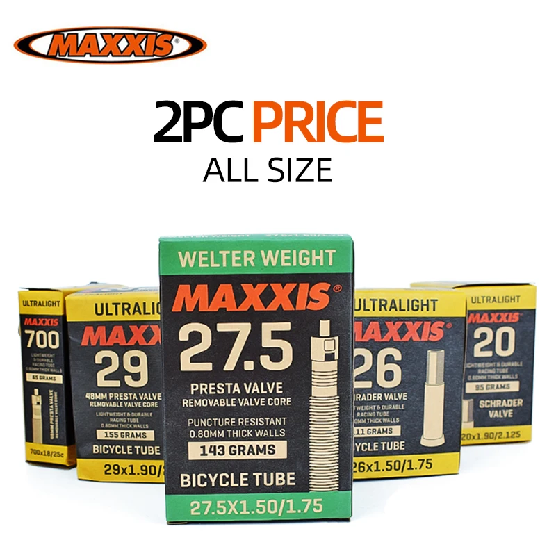 2pc Ultralight All Size MAXXIS Bicycle Inner Tube 20 26 27.5 29 700C AV FV Stab Blow Proof MTB Road Bike Inner Tubes Camera Tire