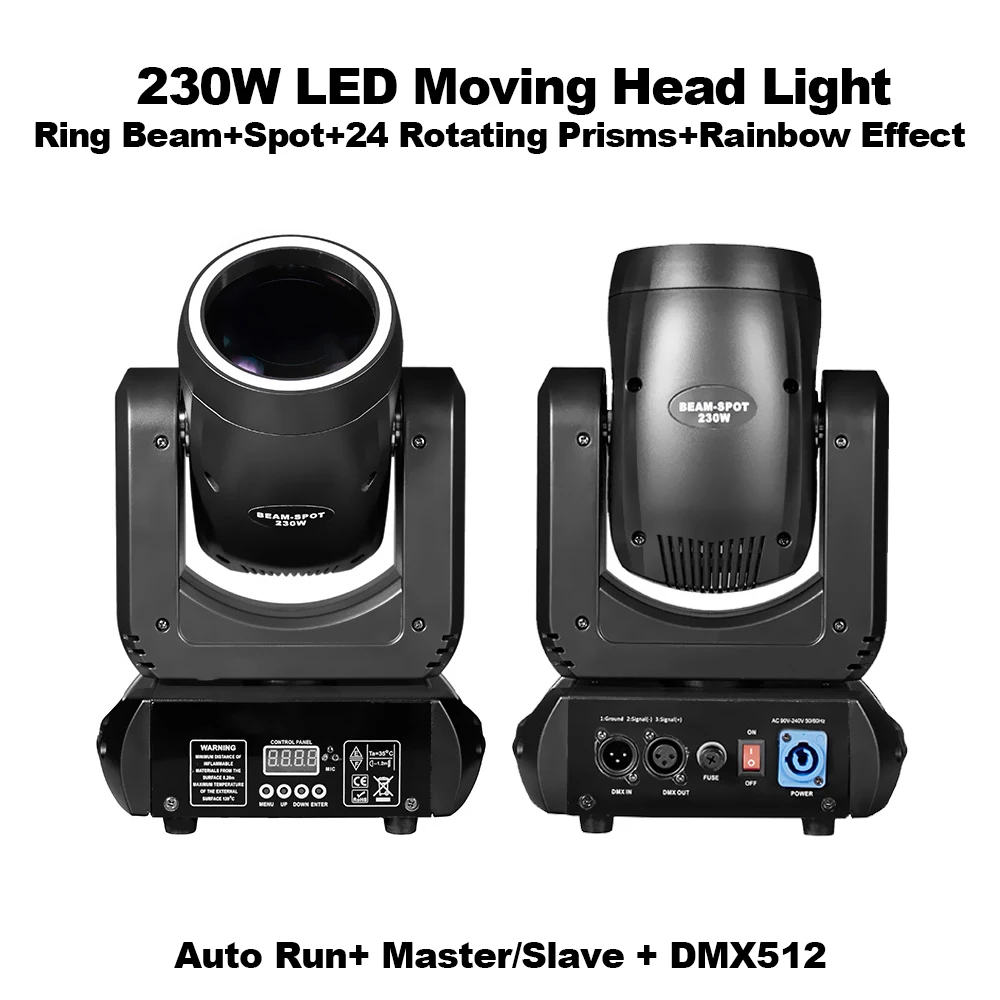 

Mini 230W Beam Moving Head Light 18 Rainbow Prism DMX Sound Activated Stage Lighting for Bar Disco Projector Wedding Home Party