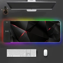 Black Large Mouse Pad Gamer 15W Wireless Charger Minimalist Desk Mat Artistic Mousepad Keyboard Mats Pads Xxl Rgb Backlight Mice