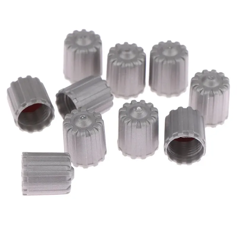 10 Pcs Car Tire Valve Stem Caps Nylon Tyre Air Port Dust Covers W/ Gasket Gray Accessories for Auto Bike