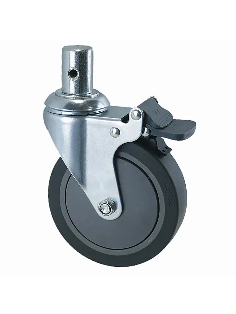 1Pc - 5inch Round Pole Buckle Medical Bed Stretcher Ambulance 28mm Pole PVC/TPR Universal Wheel Silent Casters With Brake
