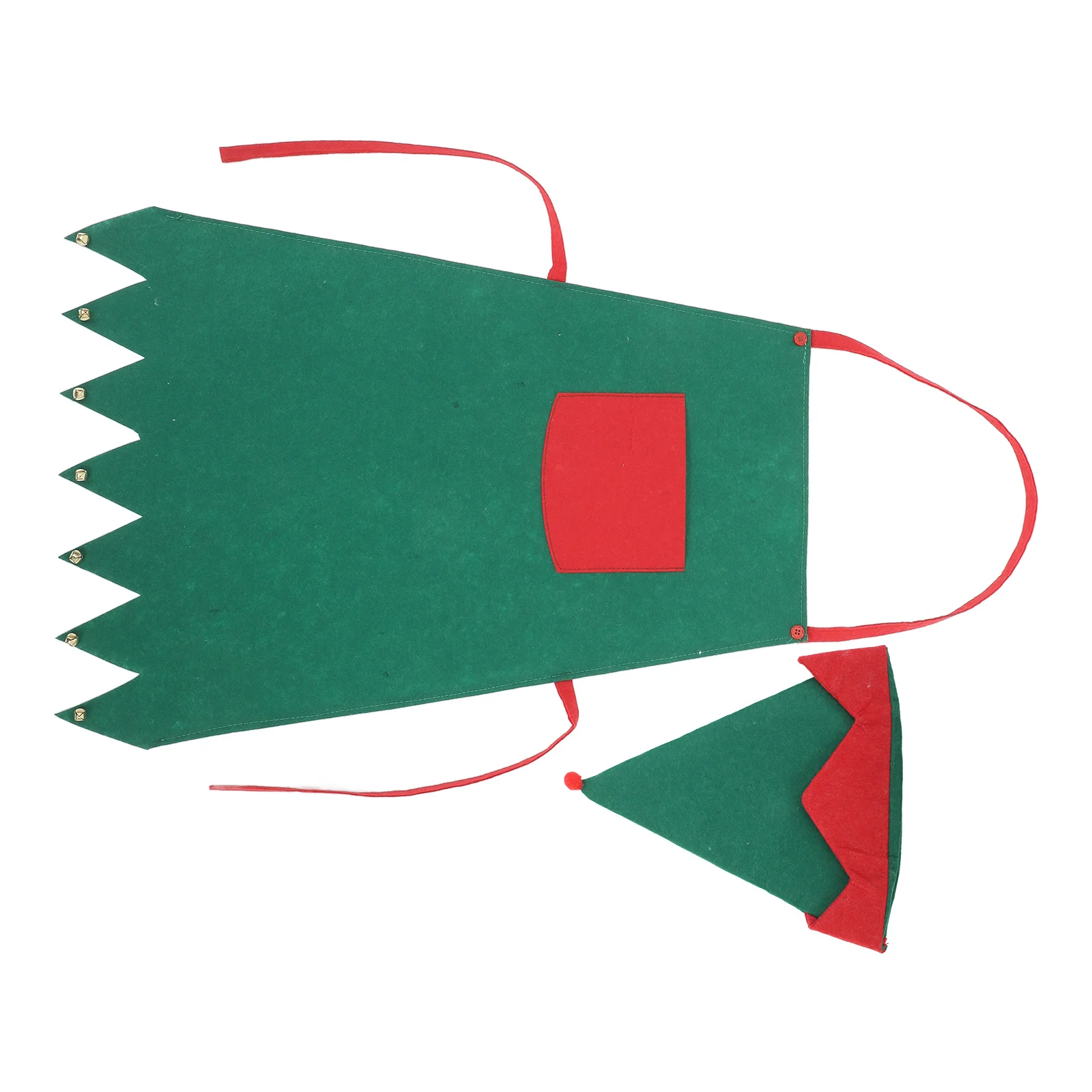 

Children Christmas Apron Set Decorative Half Body Kids Xmas Costume Hat Apron Outfits Cute Elf Party Supplies Gifts