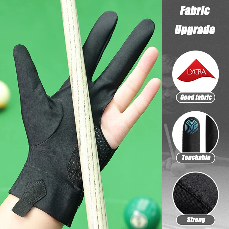 Billiards Glove Snooker Non Slip Three Finger Sport Gloves High-Elastic Breathable Portable Gloves Billiard Training Accessories