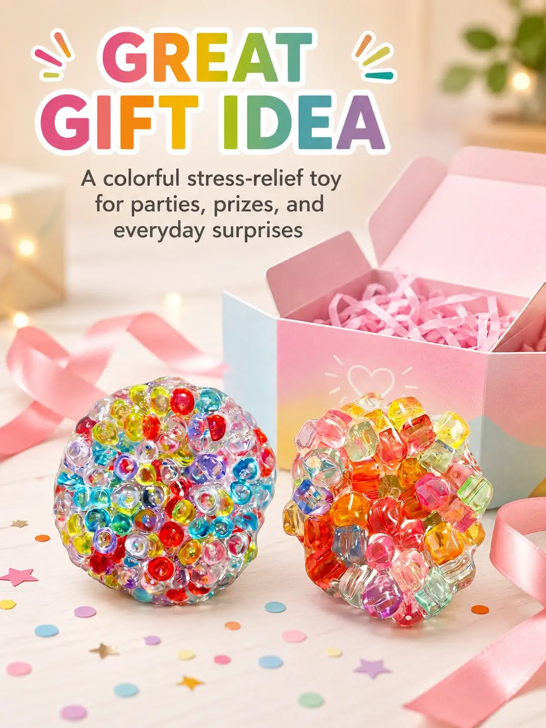 Colorful Beads Squeeze Clay Stress Relief Sensory Anxiety Toy for Teenagers And Adults - Fun Relaxing Hand Activity
