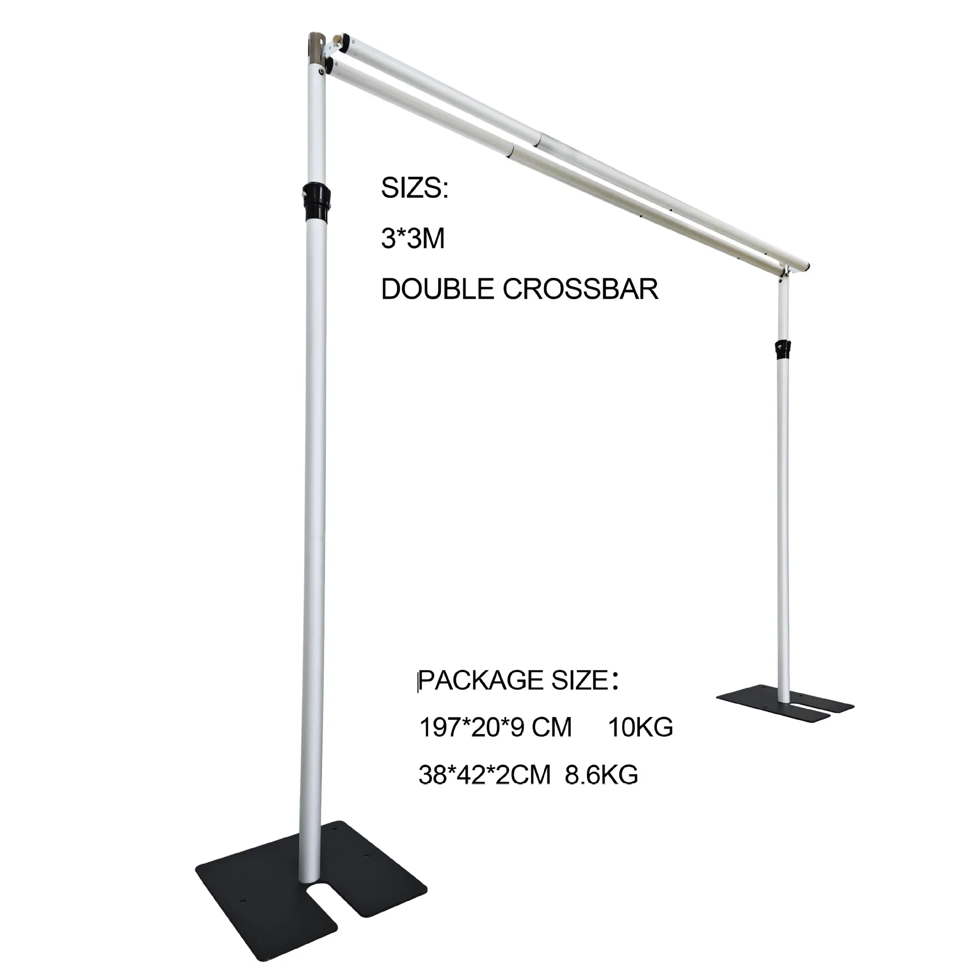 Factory foreign trade direct supply Adjustable 6-10ft aluminum alloy wedding flower wall shelf curtain double-layer telescopic b