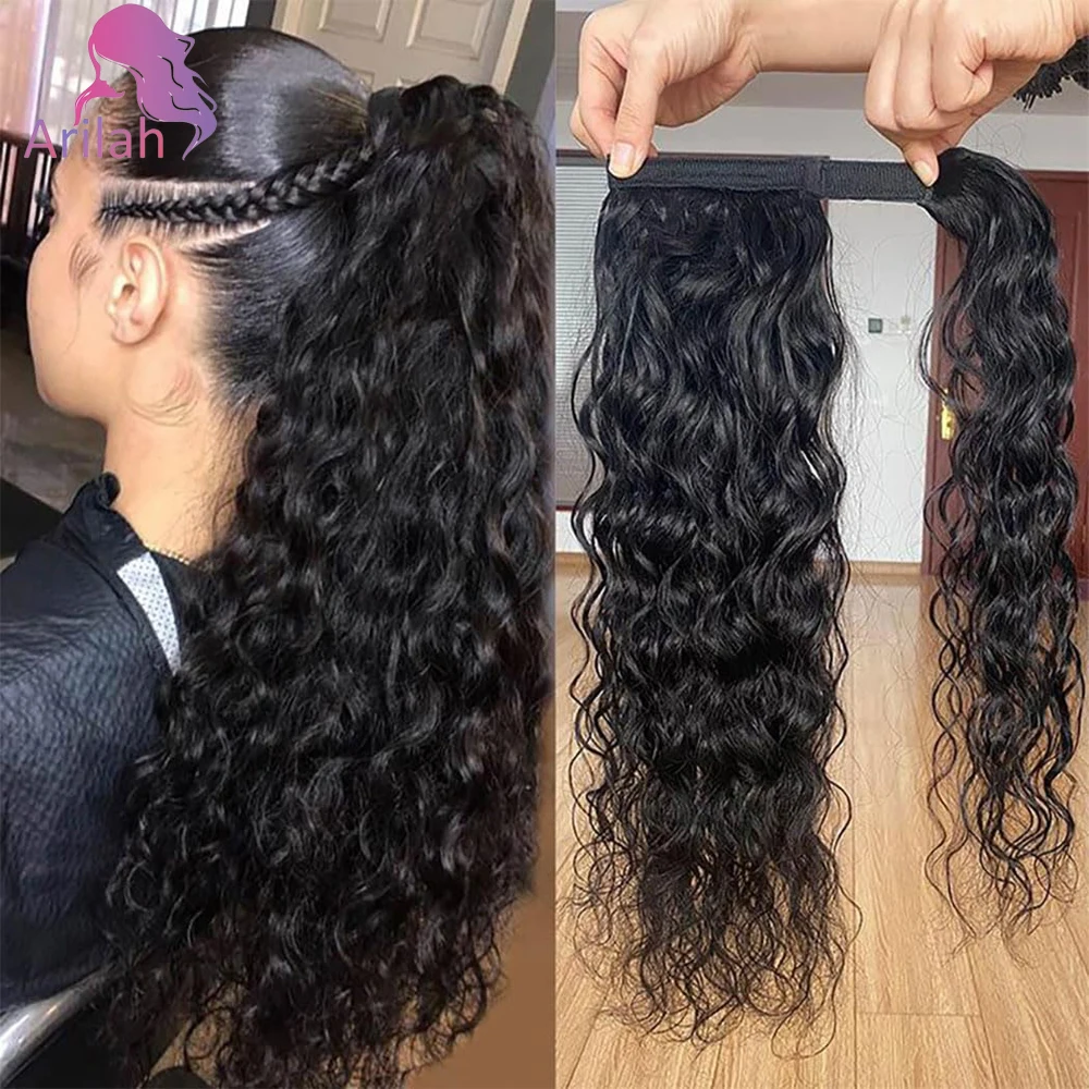 

12А класс волны воды обертывание вокруг хвоста человеческие волосы наращивание хвоста для женщин бразильские девственные волосы натуральный цвет