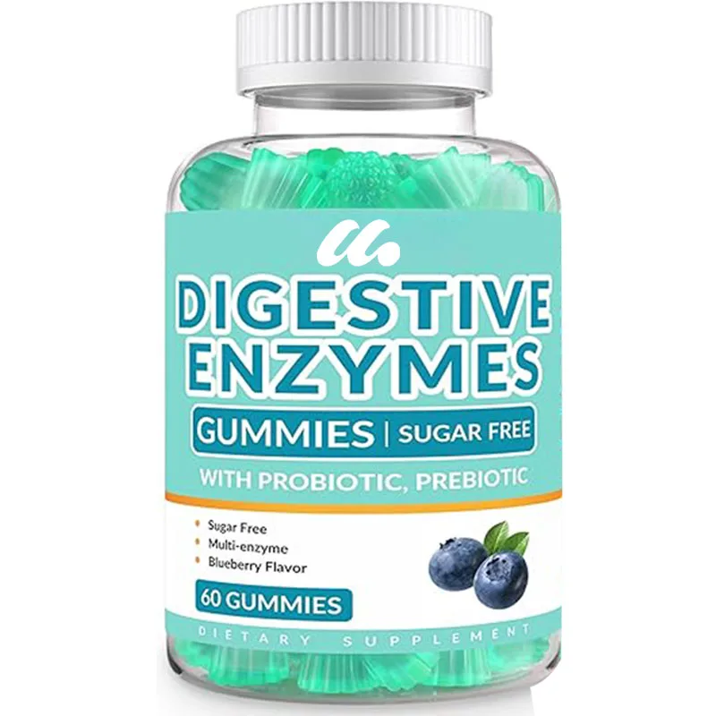 Enzymes Digestives Gummies à Mâcher, Mélange de Probiotiques et Prébiotiques pour Femme et Homme