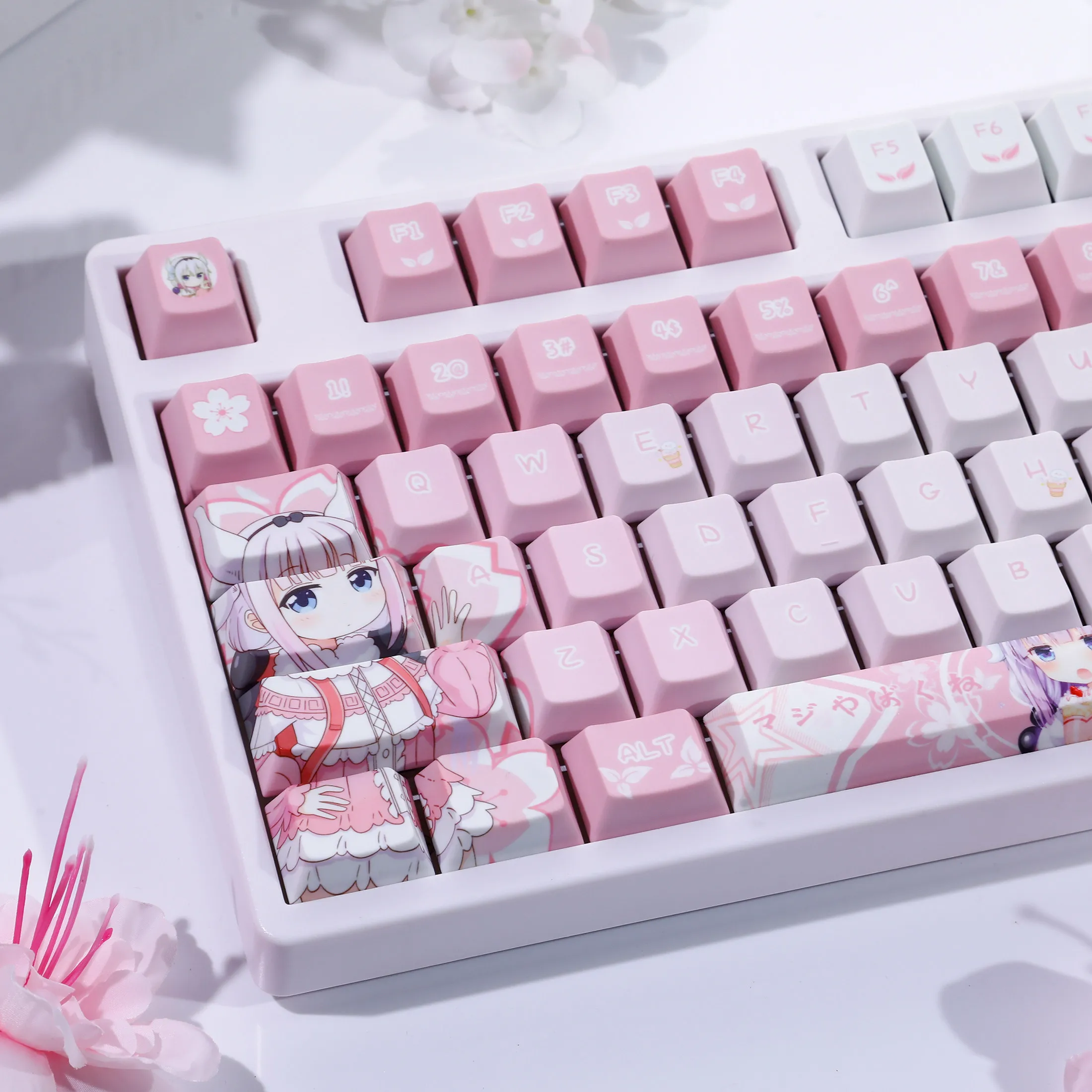 120 Keys Miss Kobayashi's Dragon Maid Kanna Kamui Keycaps PBT Cherry Profile Keycap Mechanical Keyboard Made68 Mad68 Wooting 60
